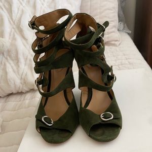 Chloe green suede wedges.